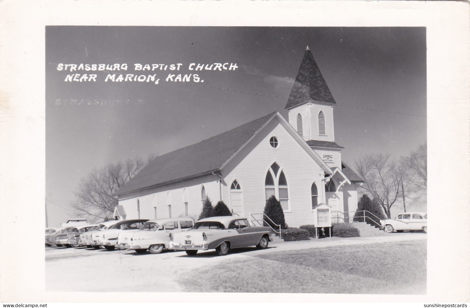 Kansas Marion Strassburg Baptist Church Real Photo - Other & Unclassified