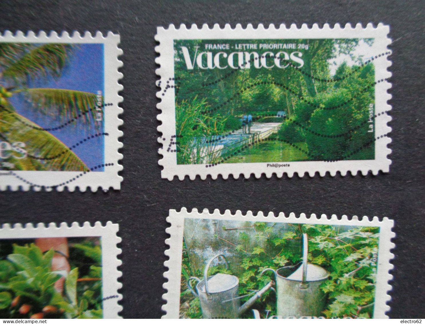 France Autoadhésifs Vacances Cocotier Jardin Plan D'eau Feuille De Thé Arrosoirs Kiwis Garden Watering Cans Coconut Tree - Agriculture