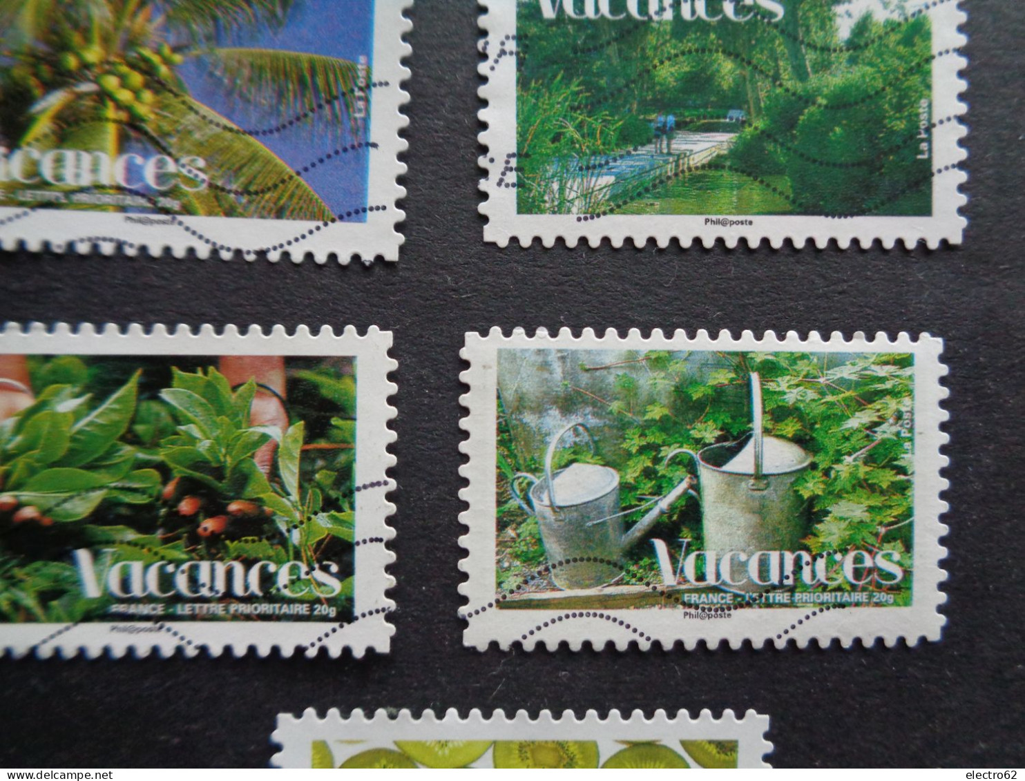 France Autoadhésifs Vacances Cocotier Jardin Plan D'eau Feuille De Thé Arrosoirs Kiwis Garden Watering Cans Coconut Tree - Agriculture