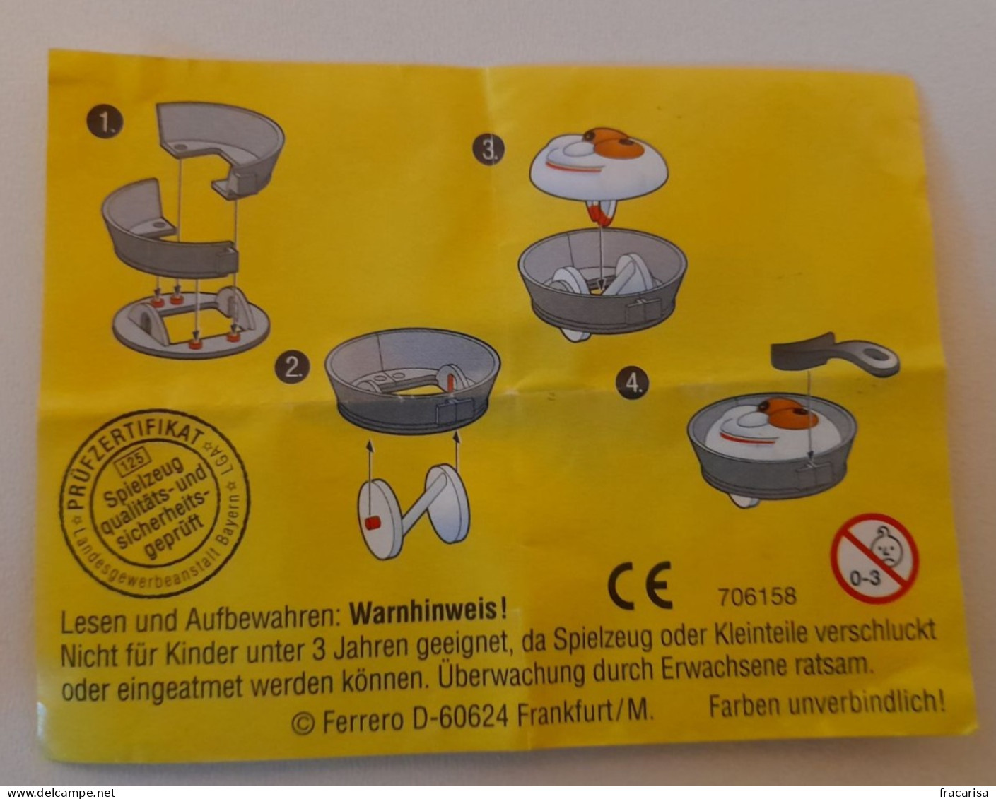 KINDER SURPRISE 2003 Deutch :           BPZ : 706158 - Instructions