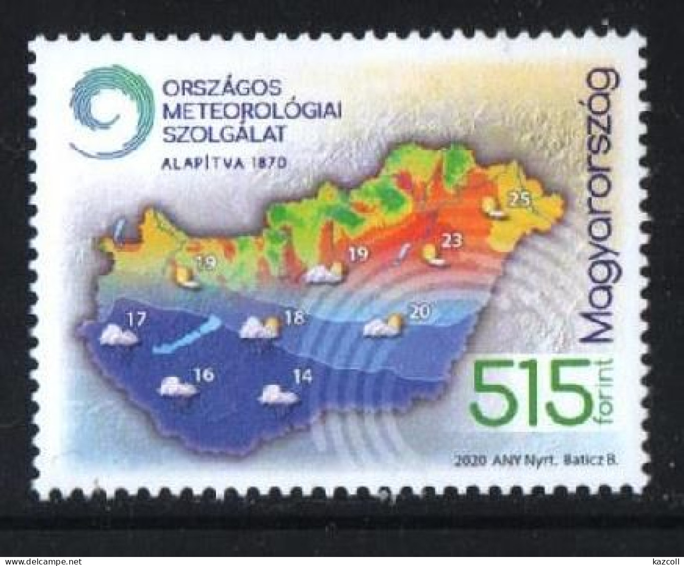 Hungary 2020.  150th Anniversary Of The Hungarian Meteorological Service. Map MNH - Nuovi