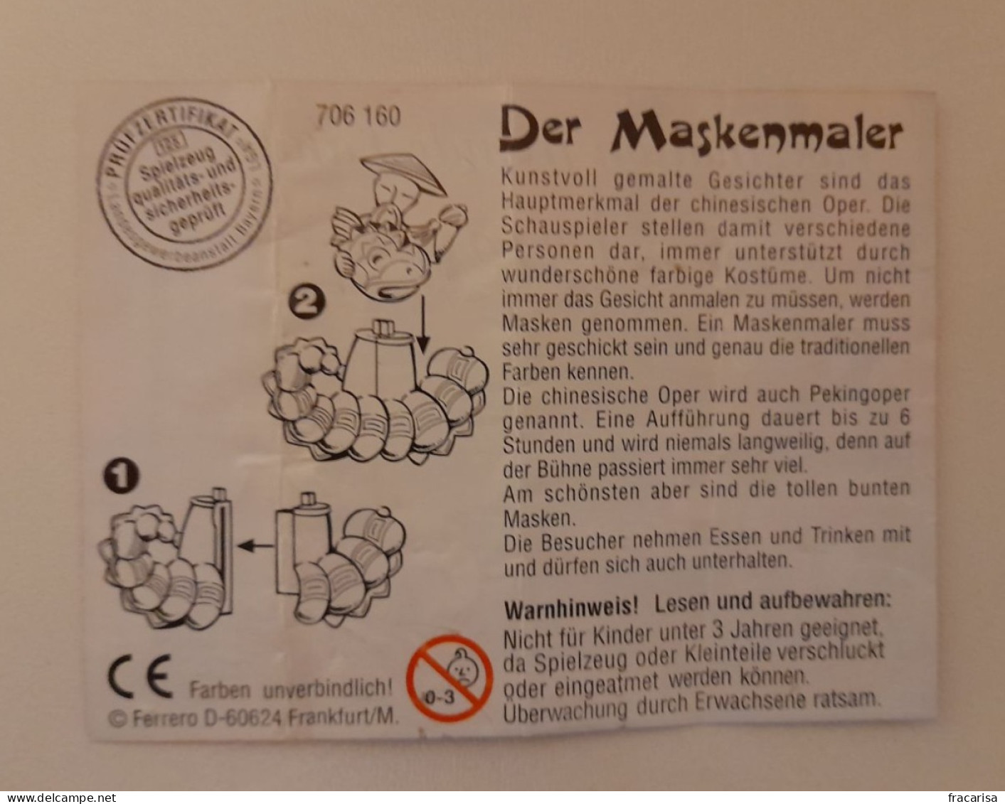 KINDER SURPRISE 2003 Deutch :           BPZ : 706160 - Instrucciones