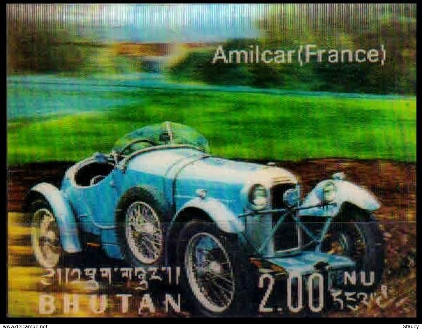 BHUTAN 1971 CLASSIC CARS Plastic - 3-D / Odd / Unusual / Unique Stamp Mint, As Per Scan - Erreurs Sur Timbres