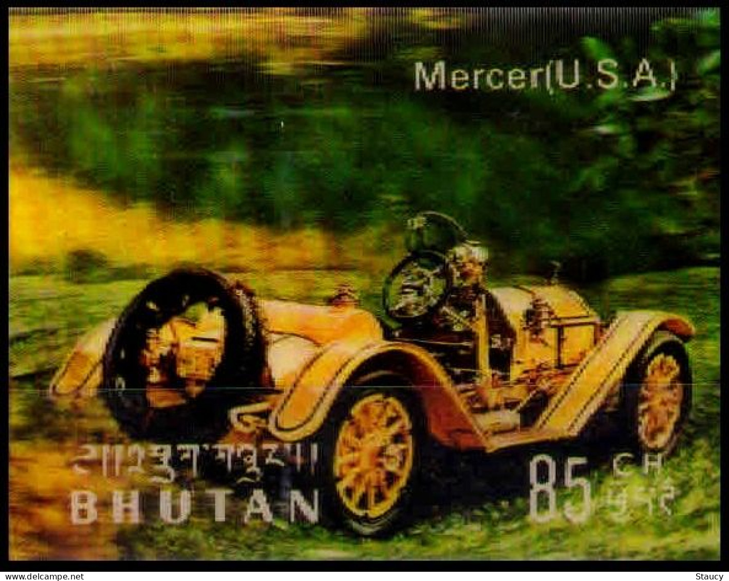 BHUTAN 1971 CLASSIC CARS Plastic - 3-D / Odd / Unusual / Unique Stamp Mint, As Per Scan - Erreurs Sur Timbres