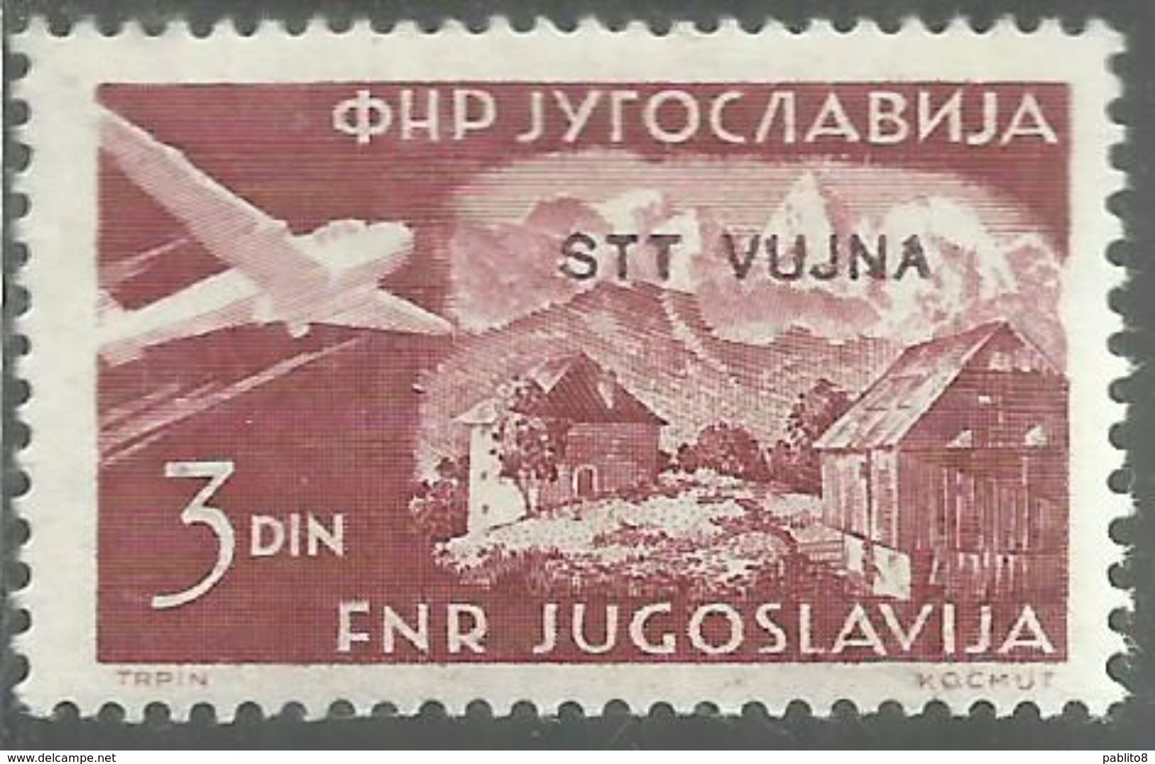 TRIESTE B 1954 POSTA AEREA AIR MAIL ESPERANTO CONGRESS FRANCOBOLLI DI YUGOSLAVIA SOPRASTAMPATO JUGOSLAVIA 3d MNH - Poste Aérienne