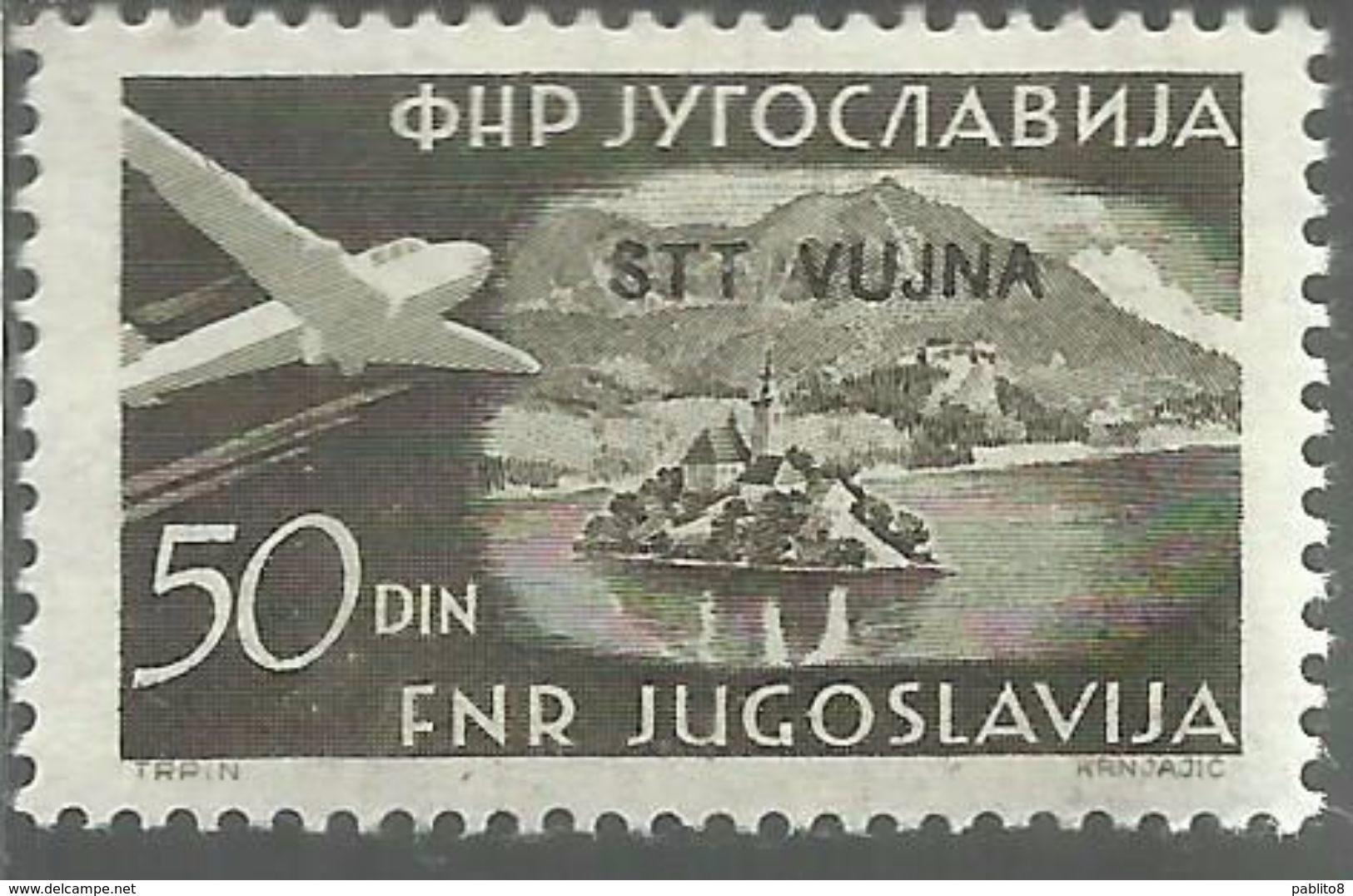 TRIESTE B 1954 POSTA AEREA AIR MAIL ESPERANTO CONGRESS FRANCOBOLLI DI YUGOSLAVIA SOPRASTAMPATO JUGOSLAVIA 50d MNH - Correo Aéreo