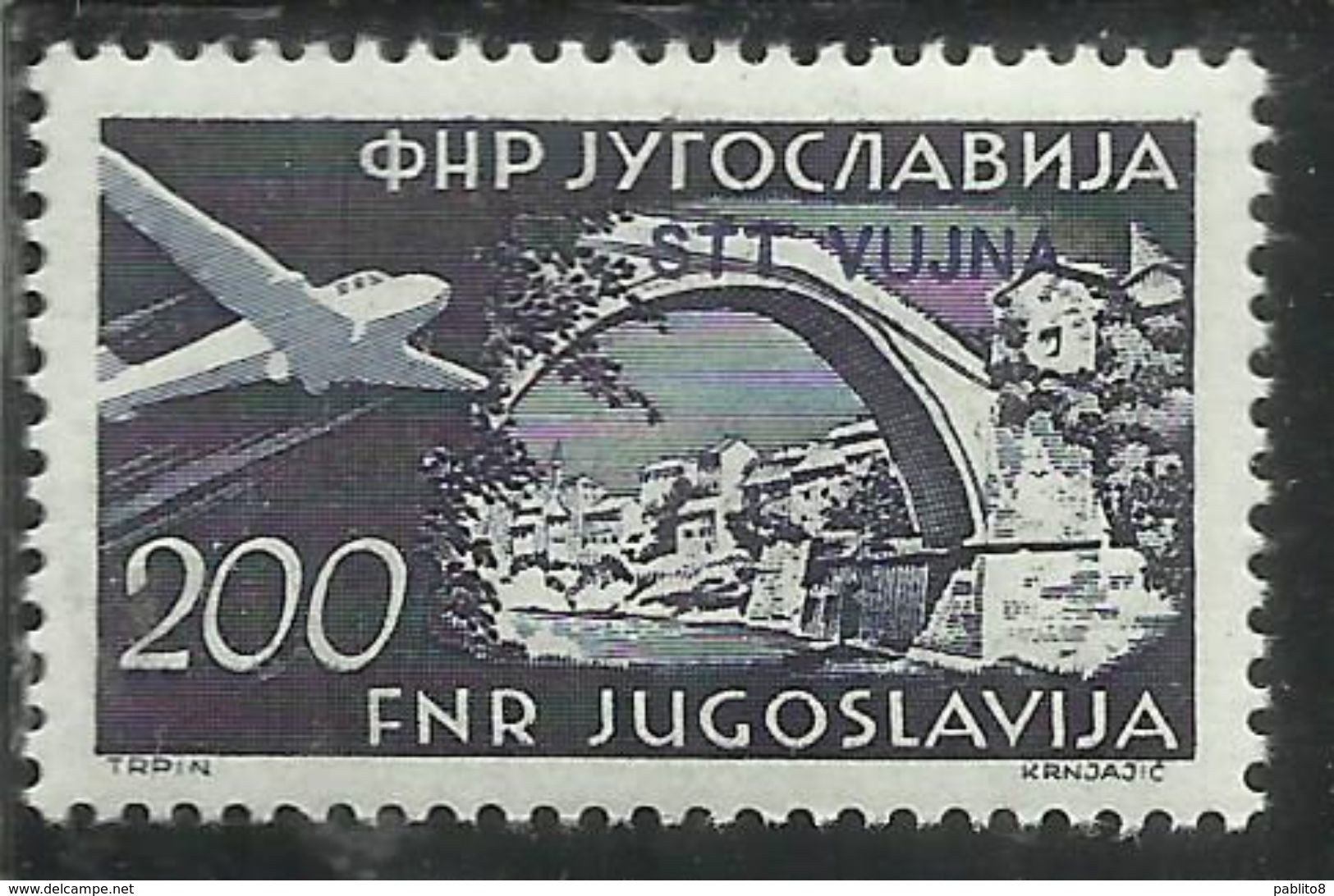 TRIESTE B 1954 POSTA AEREA AIR MAIL ESPERANTO CONGRESS FRANCOBOLLI DI YUGOSLAVIA SOPRASTAMPATO JUGOSLAVIA 200d MNH - Luftpost