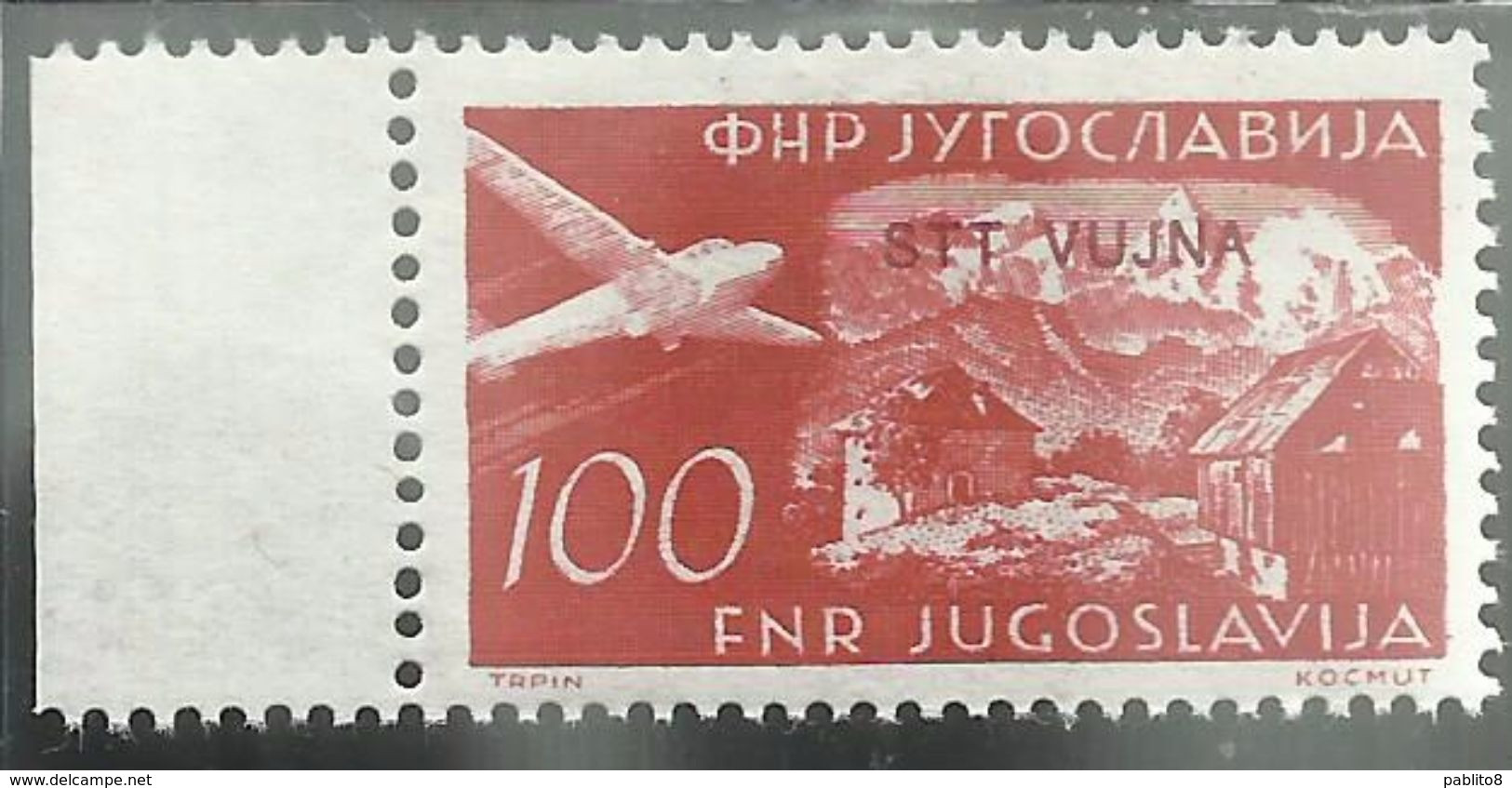 TRIESTE B 1954 POSTA AEREA AIR MAIL ESPERANTO CONGRESS FRANCOBOLLI DI YUGOSLAVIA SOPRASTAMPATO JUGOSLAVIA 100d MNH - Correo Aéreo