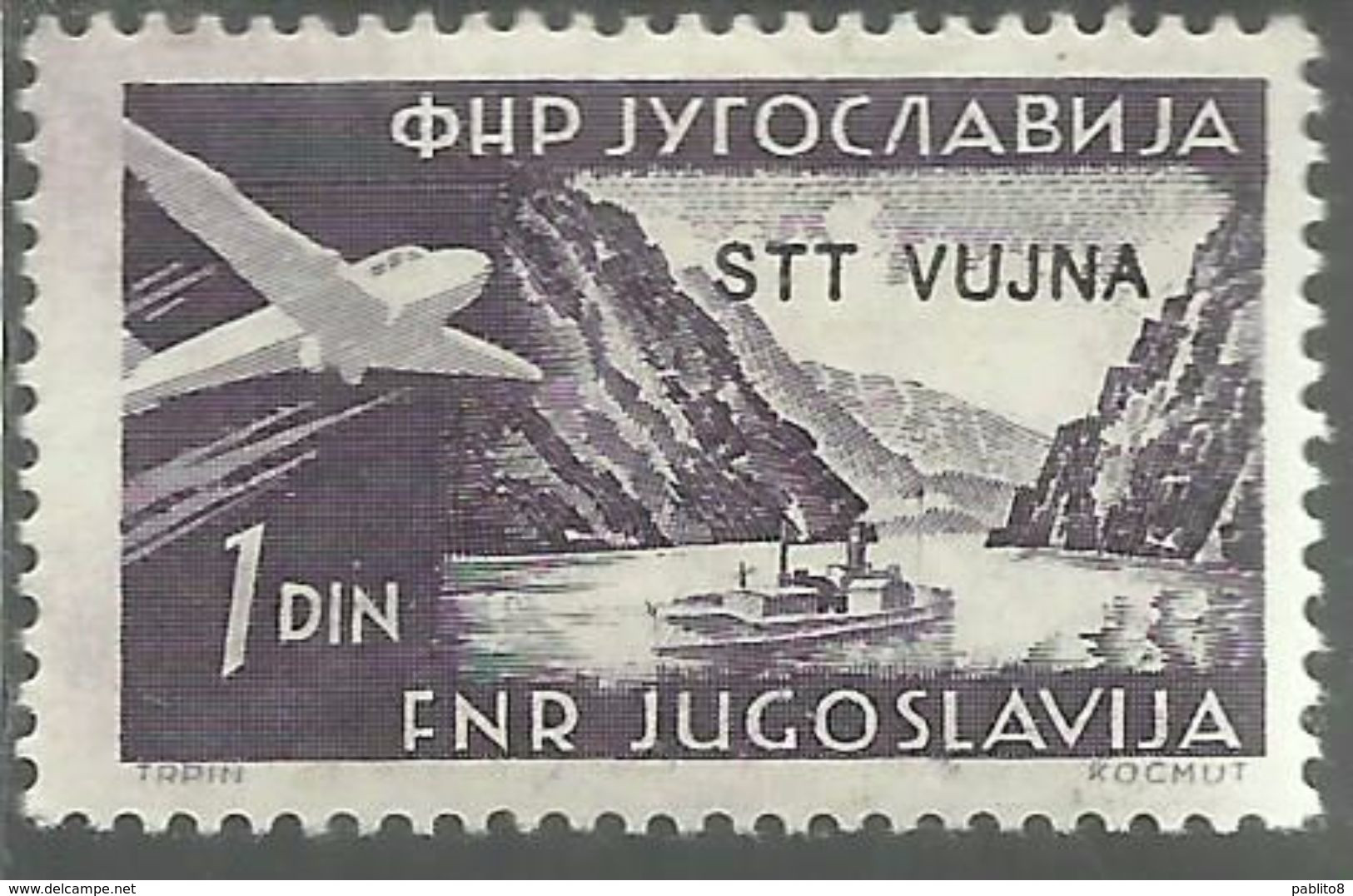 TRIESTE B 1954 POSTA AEREA AIR MAIL ESPERANTO CONGRESS FRANCOBOLLI DI YUGOSLAVIA SOPRASTAMPATO JUGOSLAVIA 1d MNH - Airmail