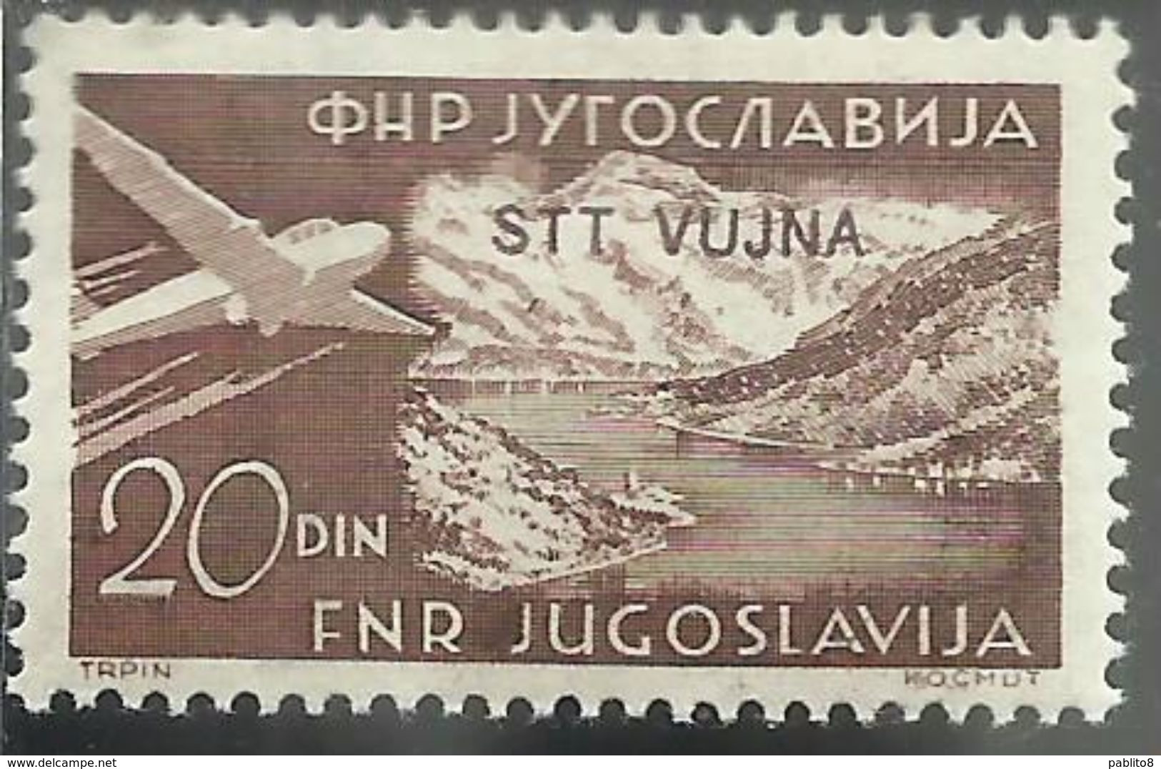 TRIESTE B 1954 POSTA AEREA AIR MAIL ESPERANTO CONGRESS FRANCOBOLLI DI YUGOSLAVIA SOPRASTAMPATO JUGOSLAVIA 20d MNH - Airmail