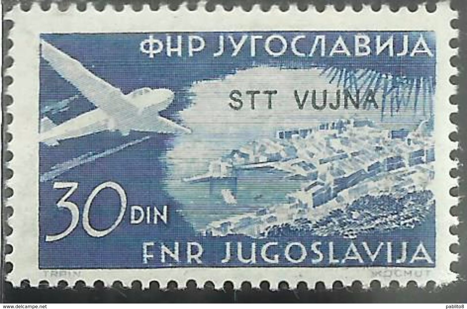 TRIESTE B 1954 POSTA AEREA AIR MAIL ESPERANTO CONGRESS FRANCOBOLLI DI YUGOSLAVIA SOPRASTAMPATO JUGOSLAVIA 30d MNH - Airmail