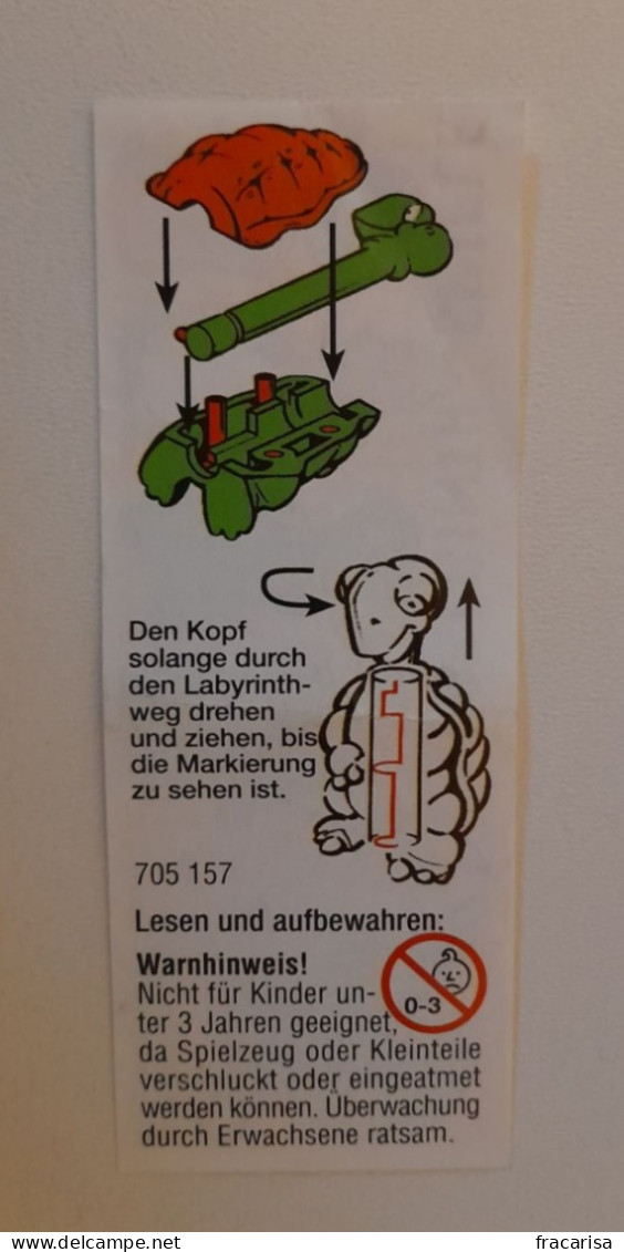 KINDER SURPRISE 2003 Deutch :           BPZ : 705157 - Instrucciones