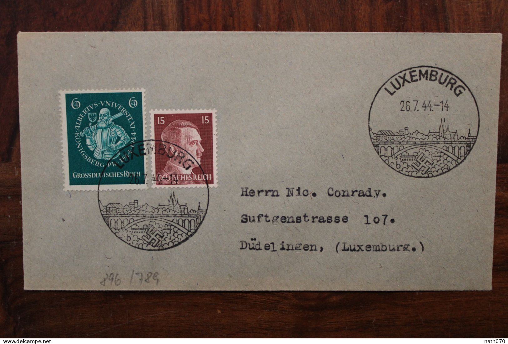 LUXEMBURG 1944 Düdelingen Cover Luxembourg Besetzung Grossdeutschland - 1940-1944 Deutsche Besatzung