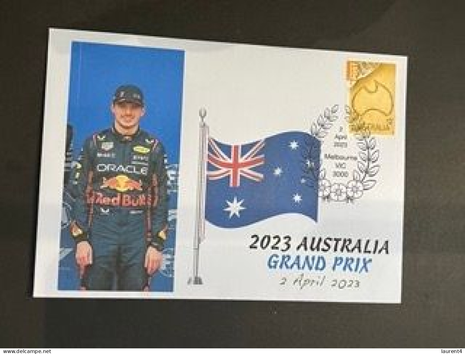 (4 P 7) Formula One - 2023 Australia Grand Prix - Winner Max Verstappen (2 April 2023) With Map Of Australia Stamp - Otros & Sin Clasificación