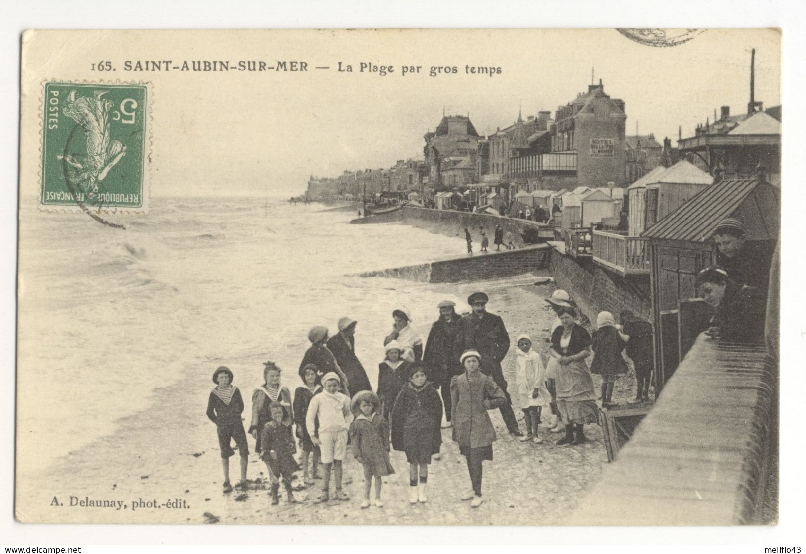 14/ CPA A - Saint Aubin Sur Mer - La Plage Par Gros Temps - Saint Aubin