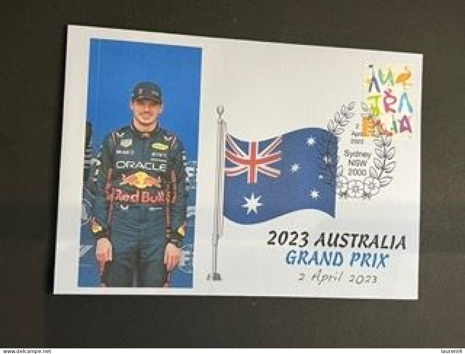 (4 P 7) Formula One - 2023 Australia Grand Prix - Winner Max Verstappen (2 April 2023) With OZ Stamp Sydney P/m - Autres & Non Classés