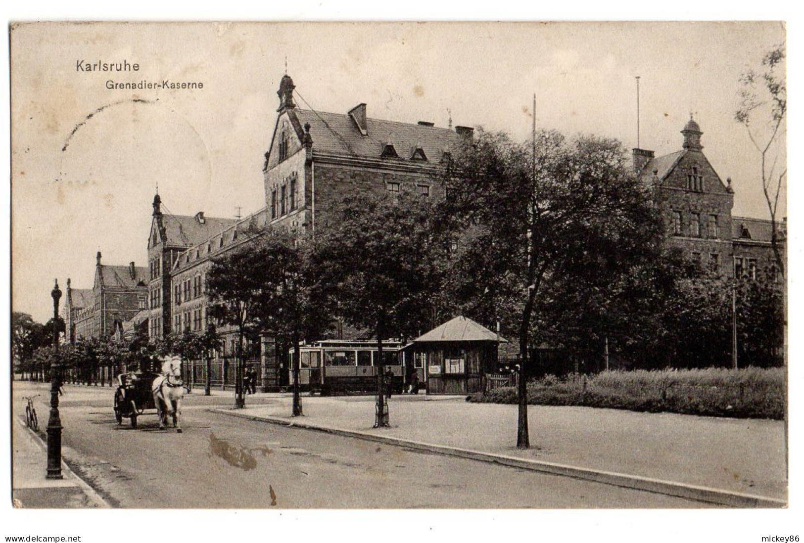 Allemagne - KARLSRUHE --1914-- Grenadier-Kaserne ( Attelage , Tramway ) - Karlsruhe