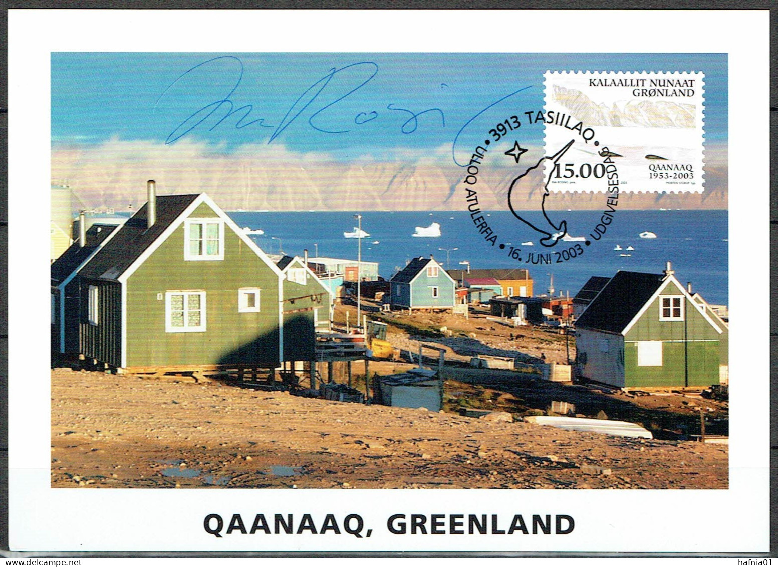 Greenland 2003. 50 Anniv Qaanaaq. Michel 398  Maxi Card. Signed. - Maximumkarten (MC)