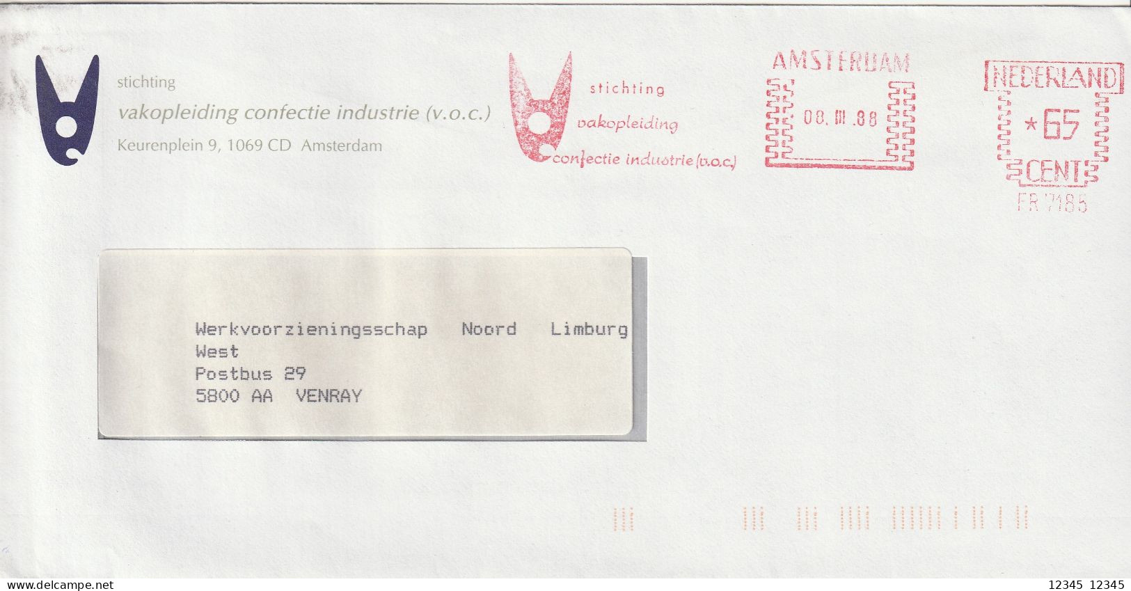 1988, Stichting Vakopleiding Confectie Industrie, Amsterdam - Maschinenstempel (EMA)