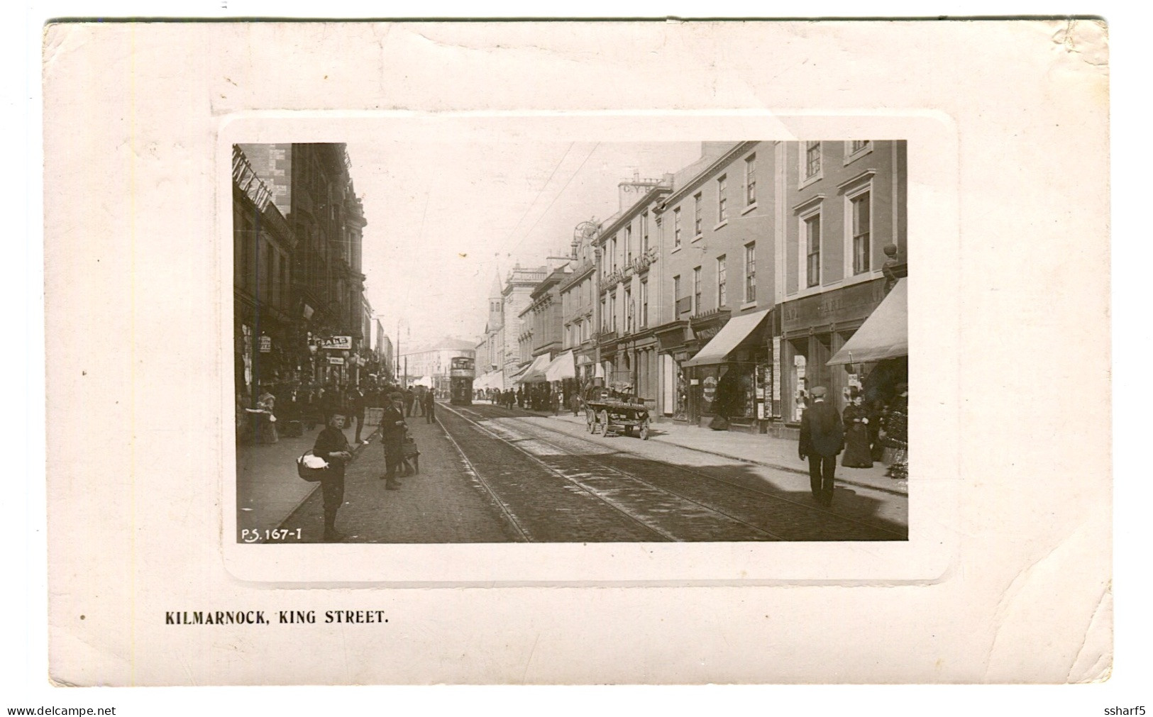 KILMARNOCK RPPC Passepartout King Street Street Life Photo P.S. 167-1 Sent 1910 - Ayrshire