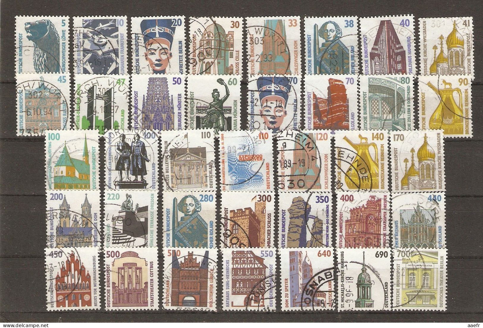 Allemagne Fédérale 1975/99 - 5 Séries Courantes Complètes - 165° - Châteaux, Industries, Curiosités, Femmes, Accidents - Vrac (max 999 Timbres)