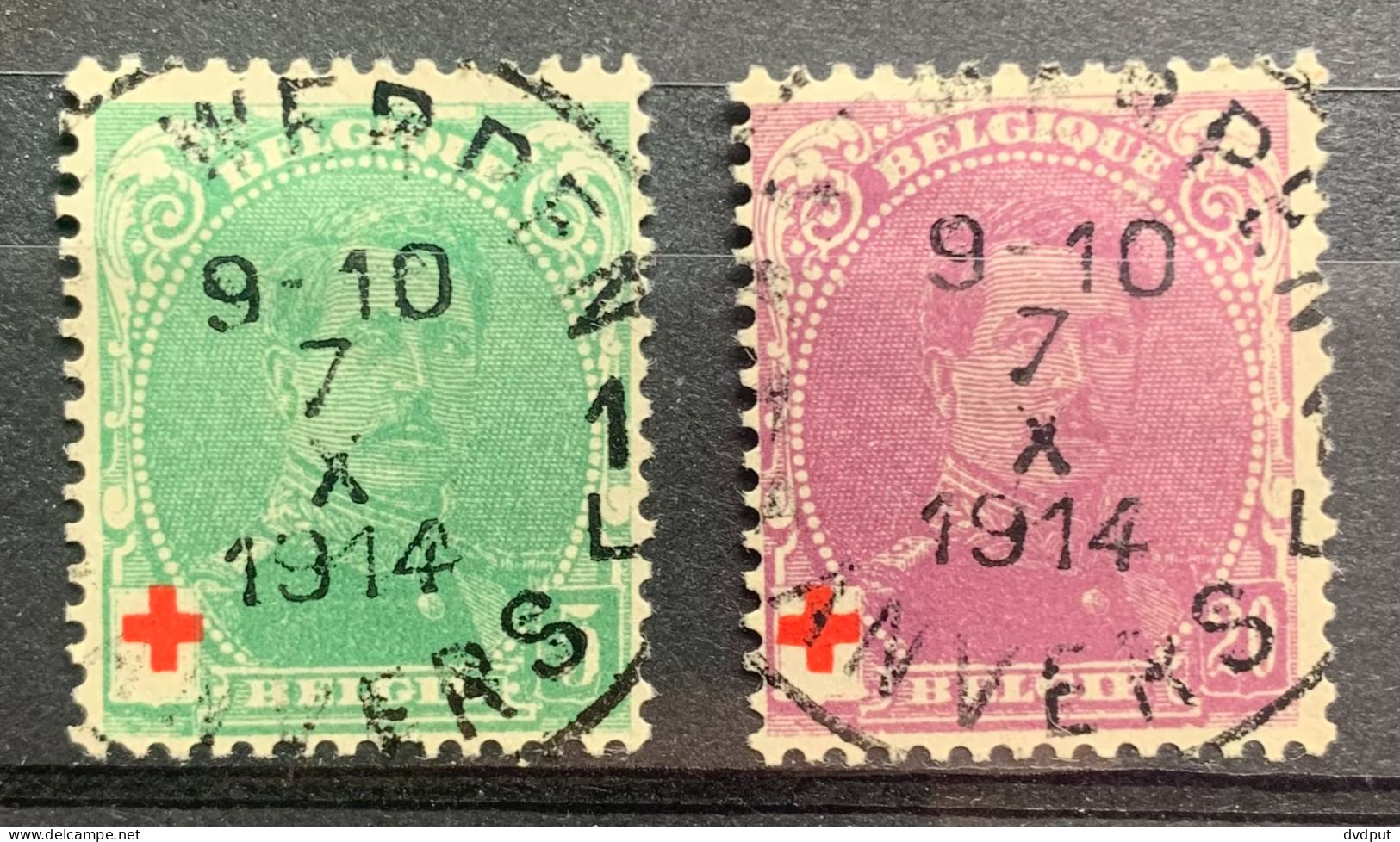 België, 1914, Nr 1129+131, Zegels VALS, Stempels VALS - Voor Documentatie - 1914-1915 Croix-Rouge