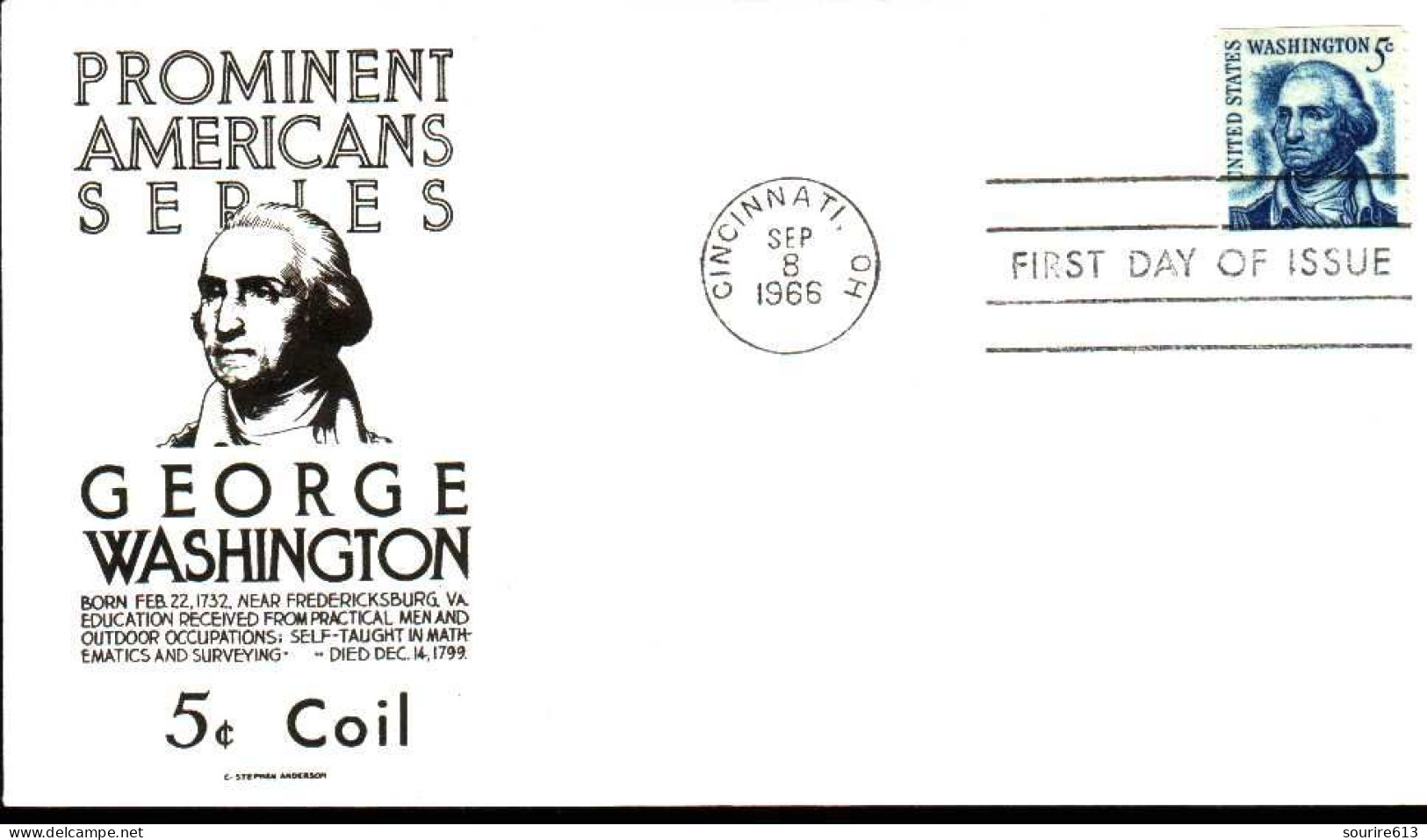 Fdc USA 1966 Célébrités George Washington 1732 1799 - George Washington