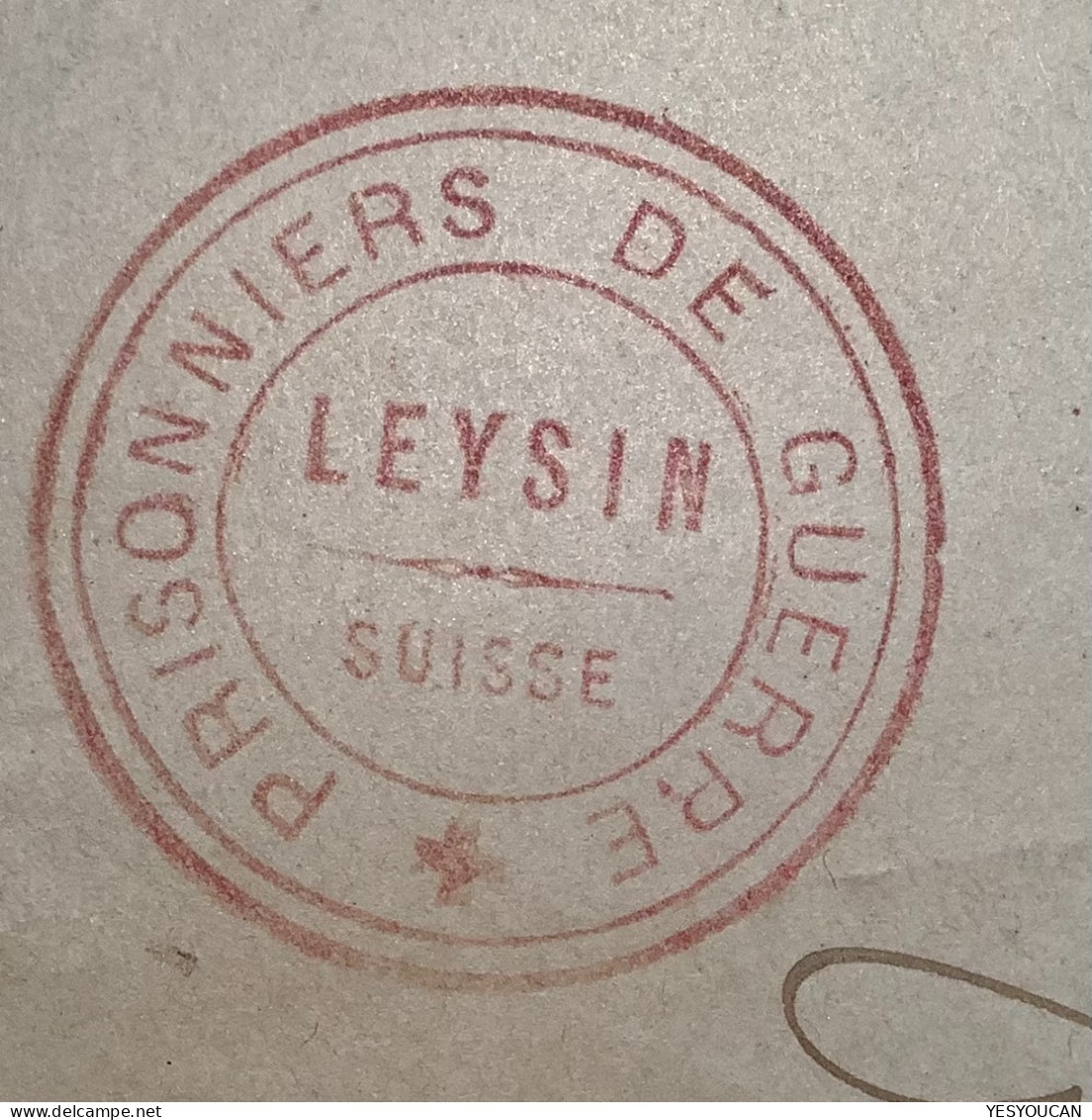 Schweiz1916"PRISONNIERS DE GUERRE(INTERNÉS)LEYSIN SUISSE"CHAMOSSAIRE VD>France(POW WW1 1914-1918censure Brief Lettre Kgf - Lettres & Documents