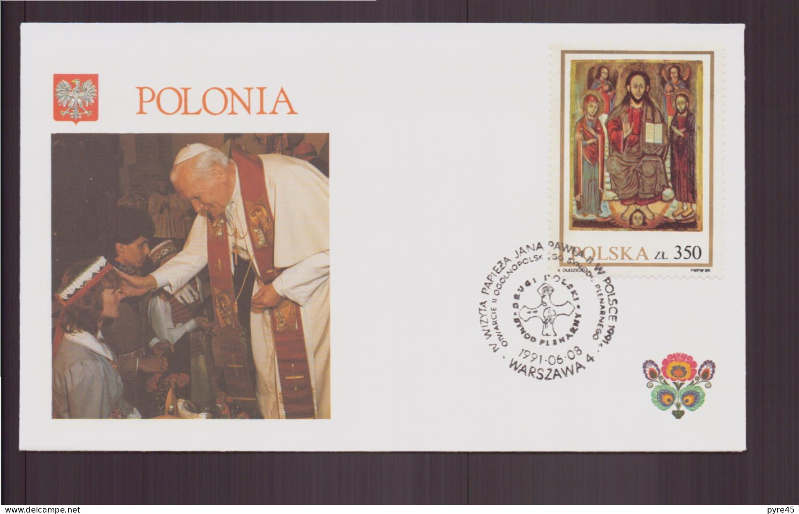 Pologne, Enveloppe Avec Cachet " Visite Du Pape Jean-Paul II " Du 8 Juin 1991 à Warszawa - Macchine Per Obliterare (EMA)