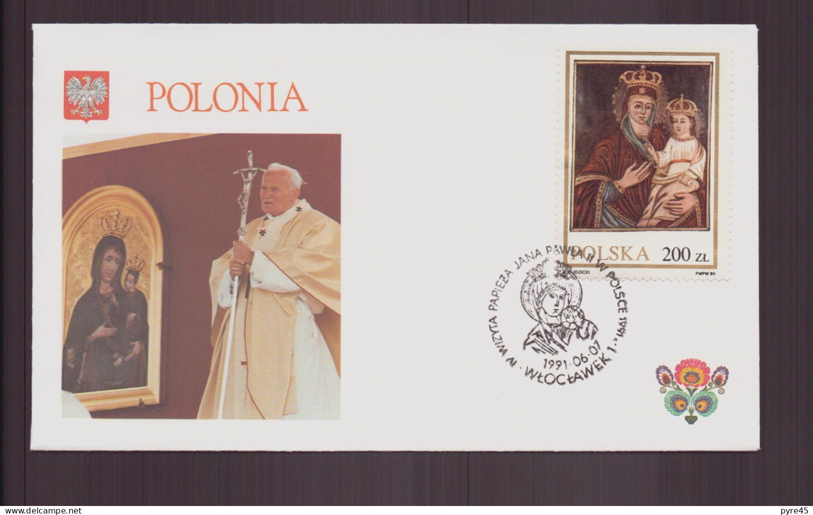 Pologne, Enveloppe Avec Cachet " Visite Du Pape Jean-Paul II " Du 7 Juin 1991 à Wlocawek - Maschinenstempel (EMA)