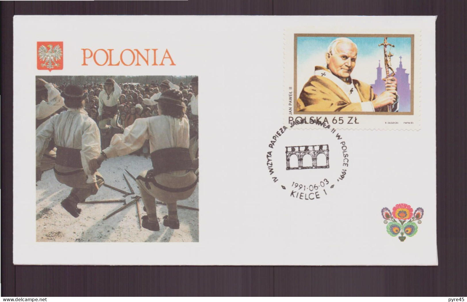 Pologne, Enveloppe Avec Cachet " Visite Du Pape Jean-Paul II " Du 3 Juin 1991 à Kielce - Macchine Per Obliterare (EMA)