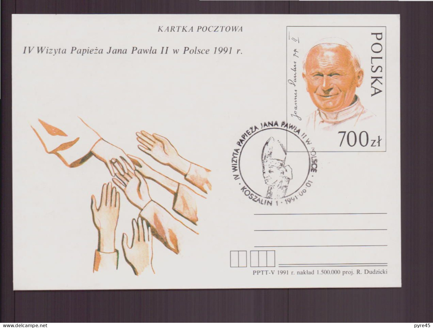 Pologne, Carte Avec Cachet " Visite Du Pape Jean-Paul II " Du 1 Juin 1991 à Koszalin - Frankeermachines (EMA)