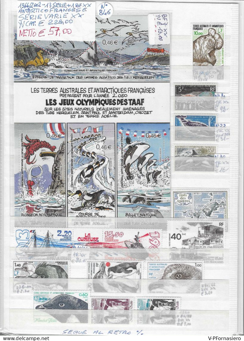 ANTARTICO FRANCESE ** 1966/2002, 13 Serie Complete + 1 BLOCCO FOGLIETTO - Colecciones & Series