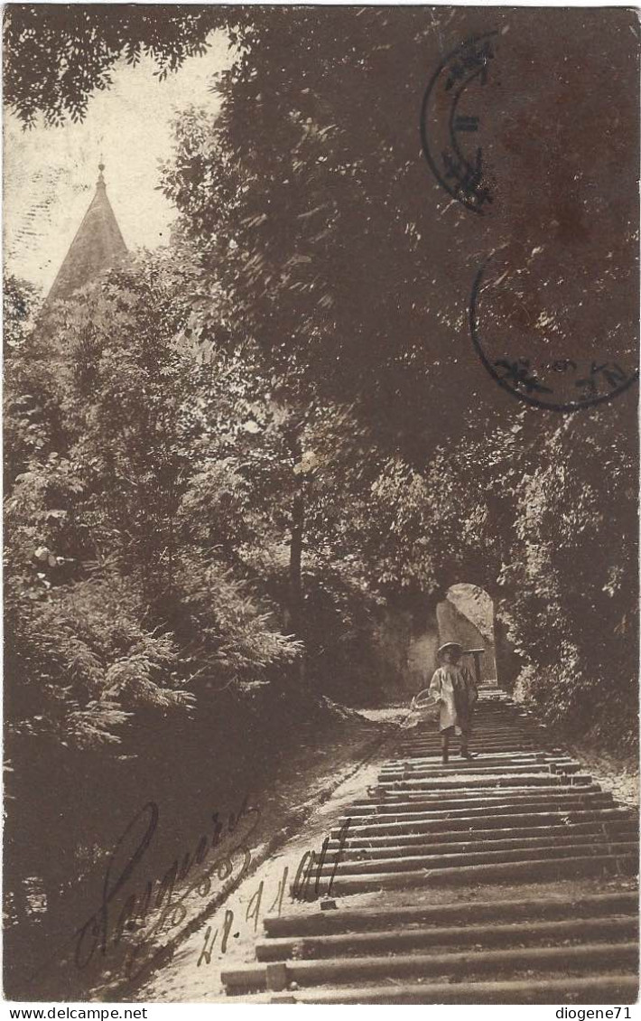 Aubonne Escalier De Vannaise Et Le Clocher Animée Rare - Aubonne