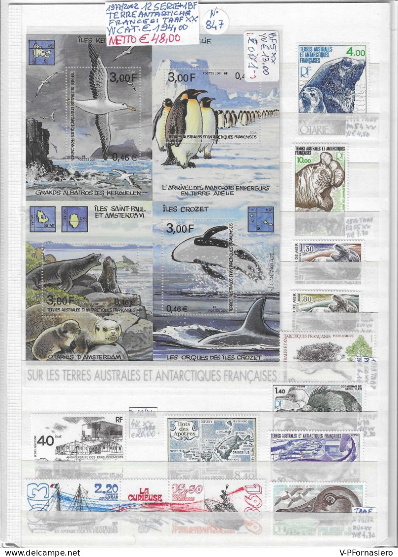 ANTARTICO FRANCESE ** 1977/2002, 12 Serie Complete + 1 BLOCCO FOGLIETTO - Collezioni & Lotti