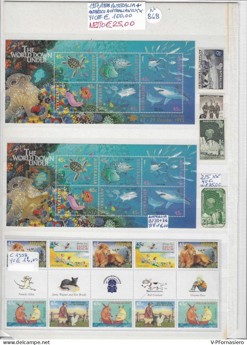 AUSTRALIA E ANTARTICO AUSTRALIANO ** 1957/1998, 3 Serie Complete + 5 BLOCCHI FOGLIETTO. Animali Vari - Collections