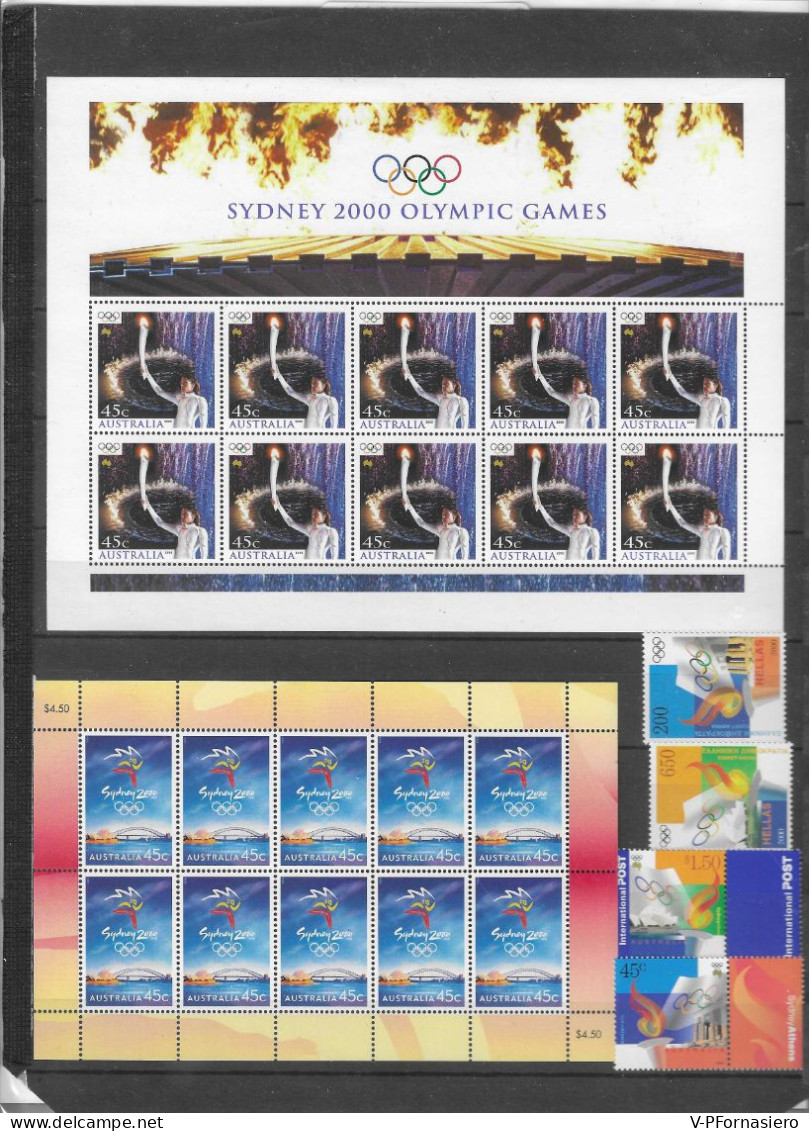 AUSTRALIA ** 2000, 3 MINI FOGLI + 1 BLOCCO FOGLIETTO + 1 CARNET 1 Serie Completa + 1 Coppia. OLIMPIADI - Collections