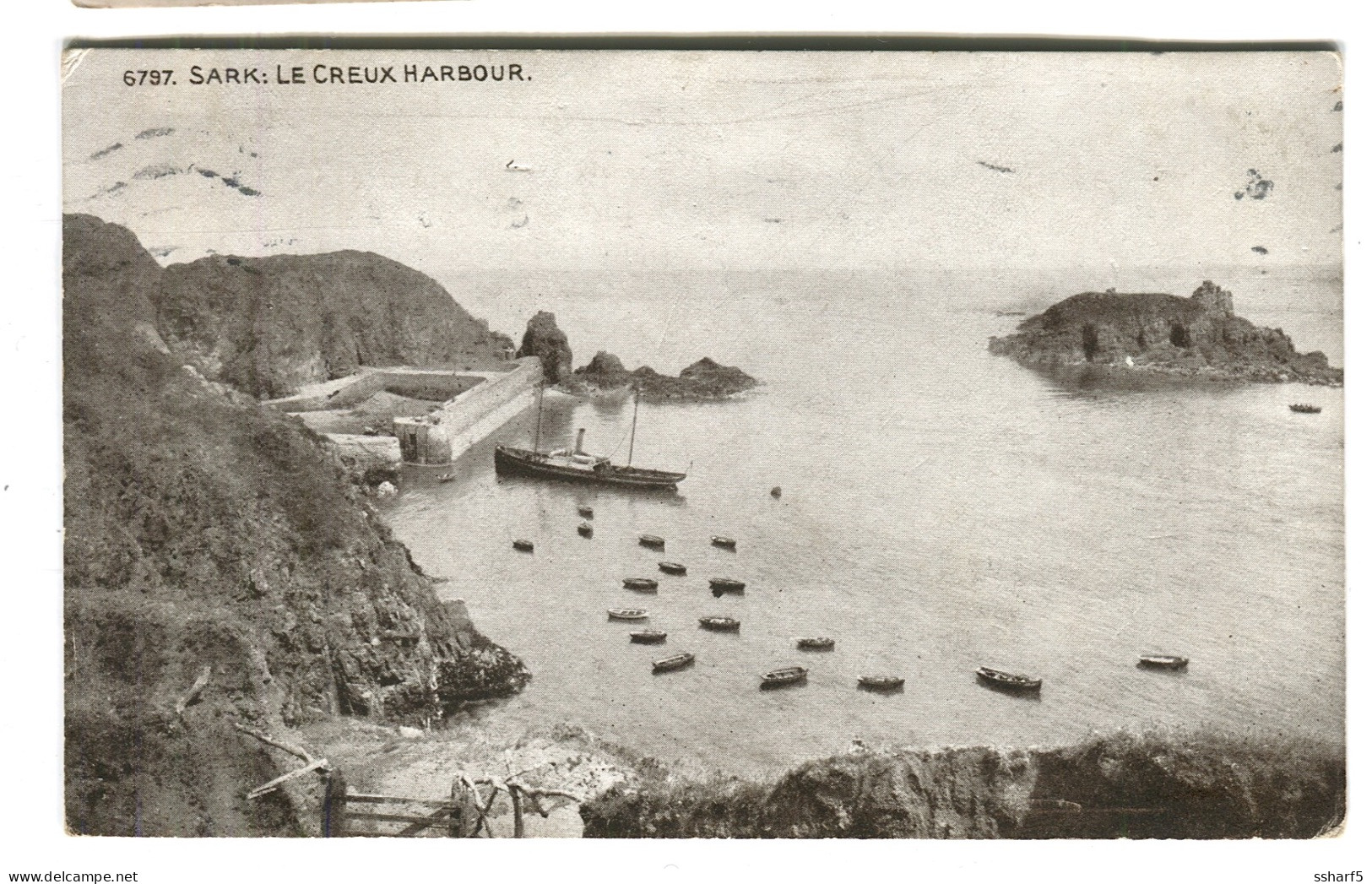 SARK - Le Creux Harbour W Small Boats Postmark Guernsey 1924 - Sark