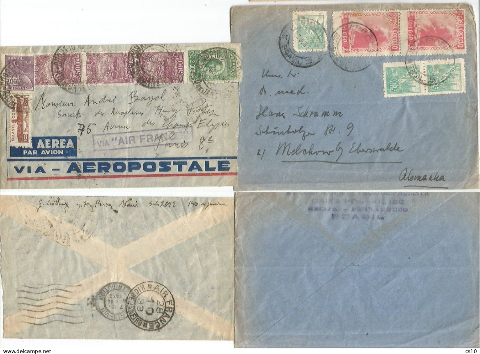 Brasil Brazil Nice Postal History Lot In 17 CVs Incl. Taxed P.Due 1896 + Aerograms To Europe With Good Frankings - Verzamelingen & Reeksen