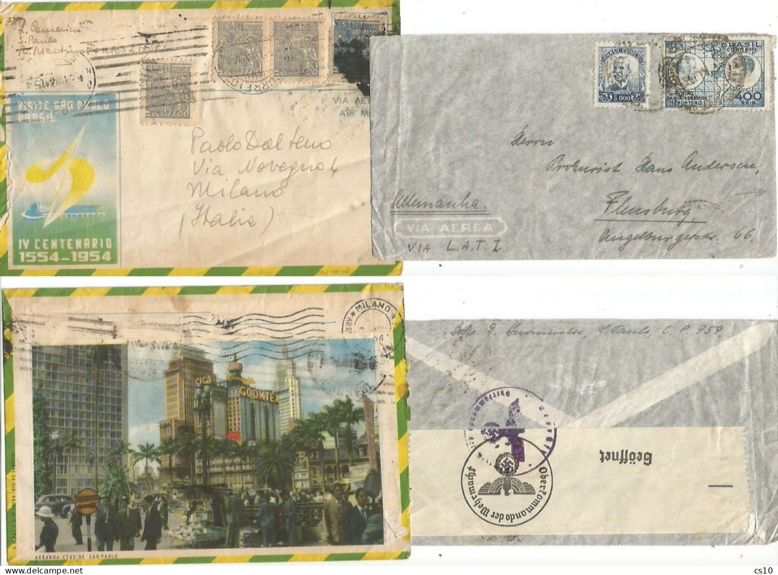 Brasil Brazil Nice Postal History lot in 17 CVs incl. Taxed P.Due 1896 + Aerograms to Europe with good frankings