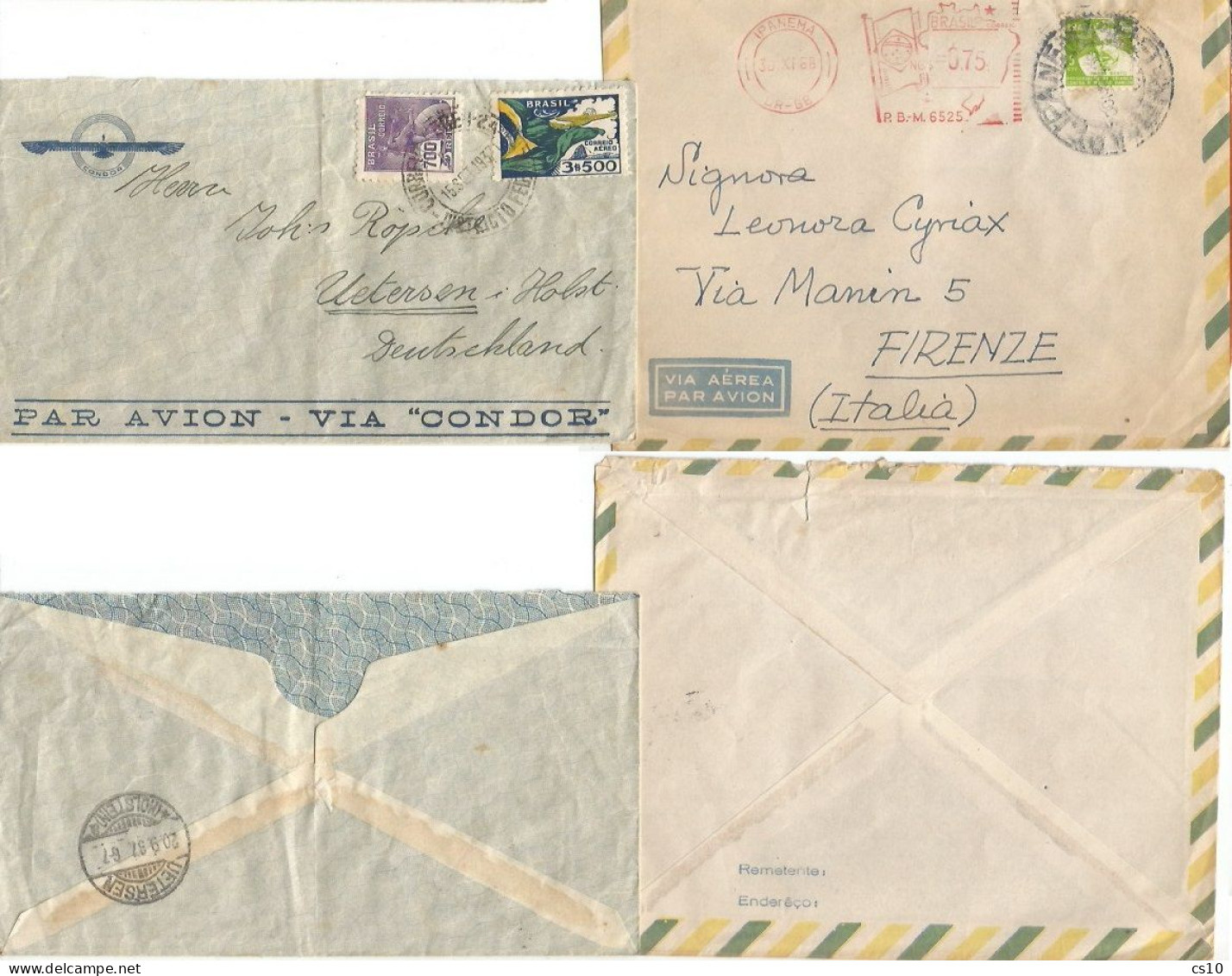 Brasil Brazil Nice Postal History lot in 17 CVs incl. Taxed P.Due 1896 + Aerograms to Europe with good frankings