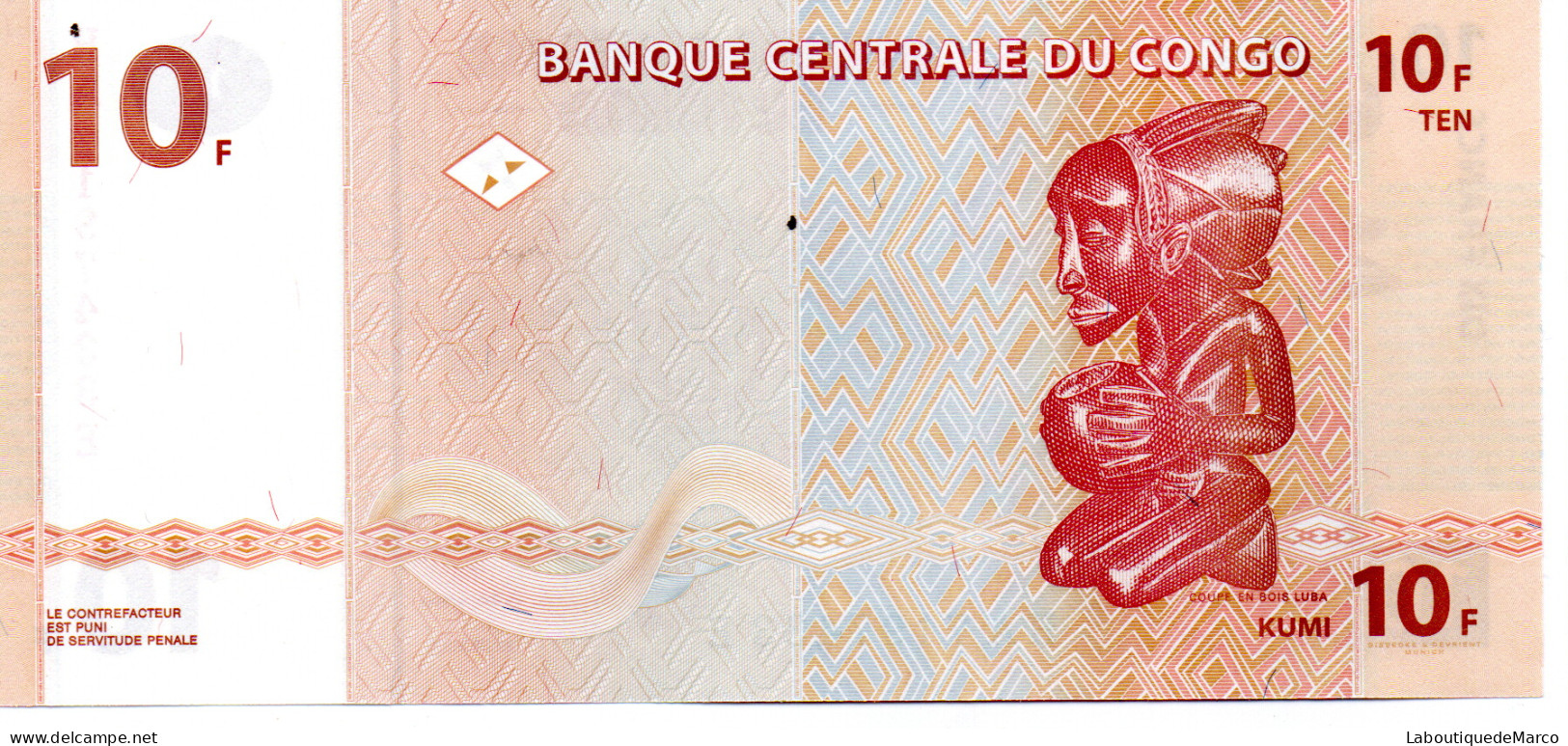 Congo - Pk N° 93 - 10 Francs - Demokratische Republik Kongo & Zaire
