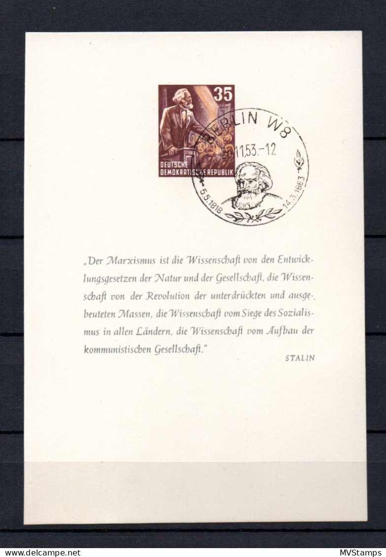 DDR 1953 Offizielles Gedenkblatt (390) Mit Sonderstempel (aus Gedenkbuch) - Nuevos