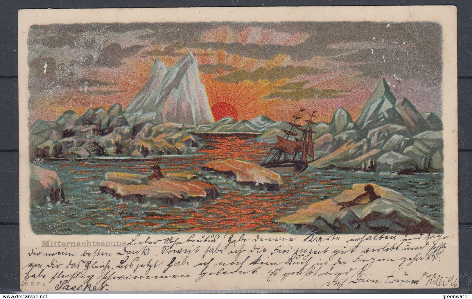 North Pole Midnight Sun / Mitternachssonne Postcard Ca Jastrow 20.7.1904 Schloppe 21.7.1904 (58661) - Forschungsstationen & Arctic Driftstationen