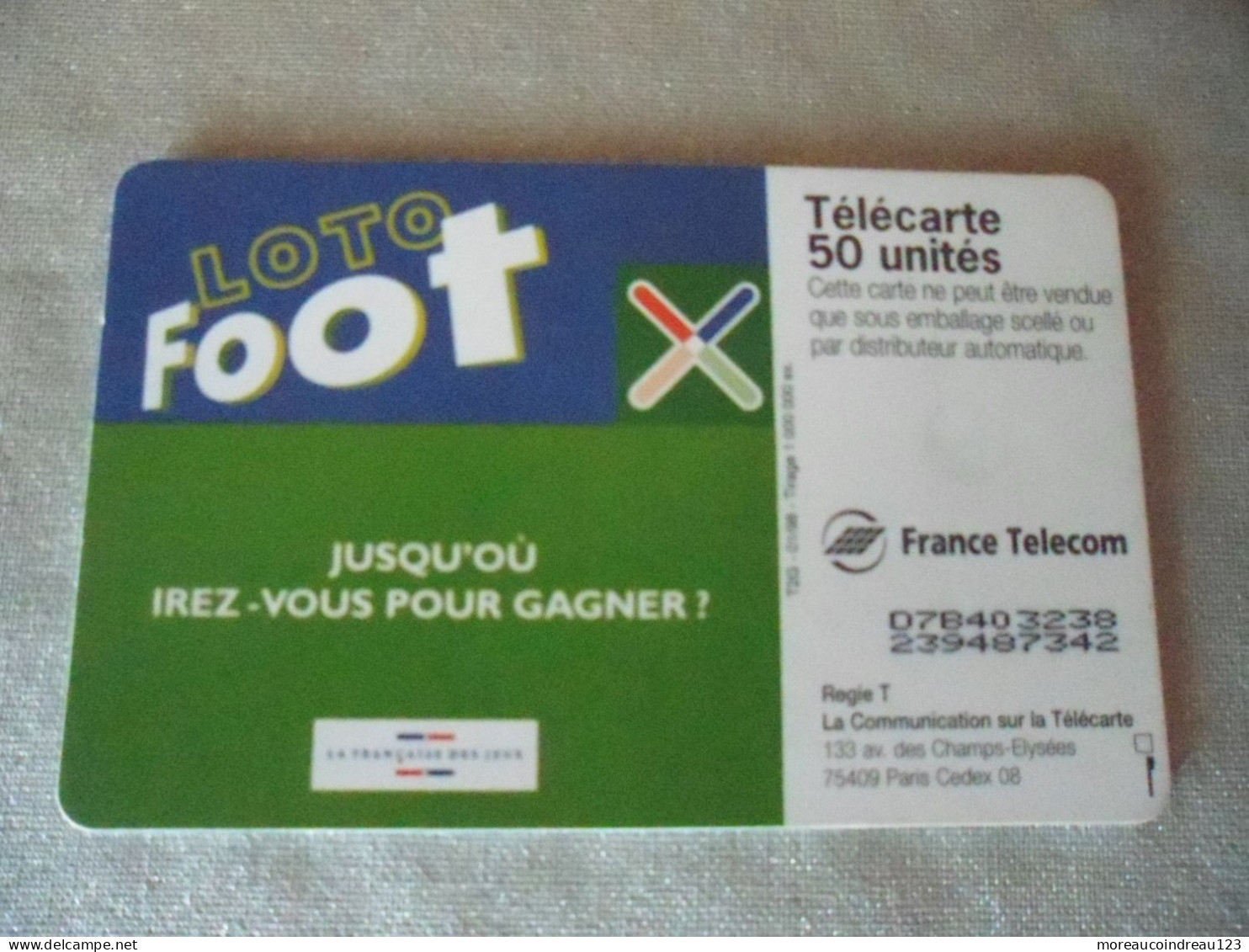 Télécarte Loto Foot "Il Suffit D Une Ligne" - Spelletjes