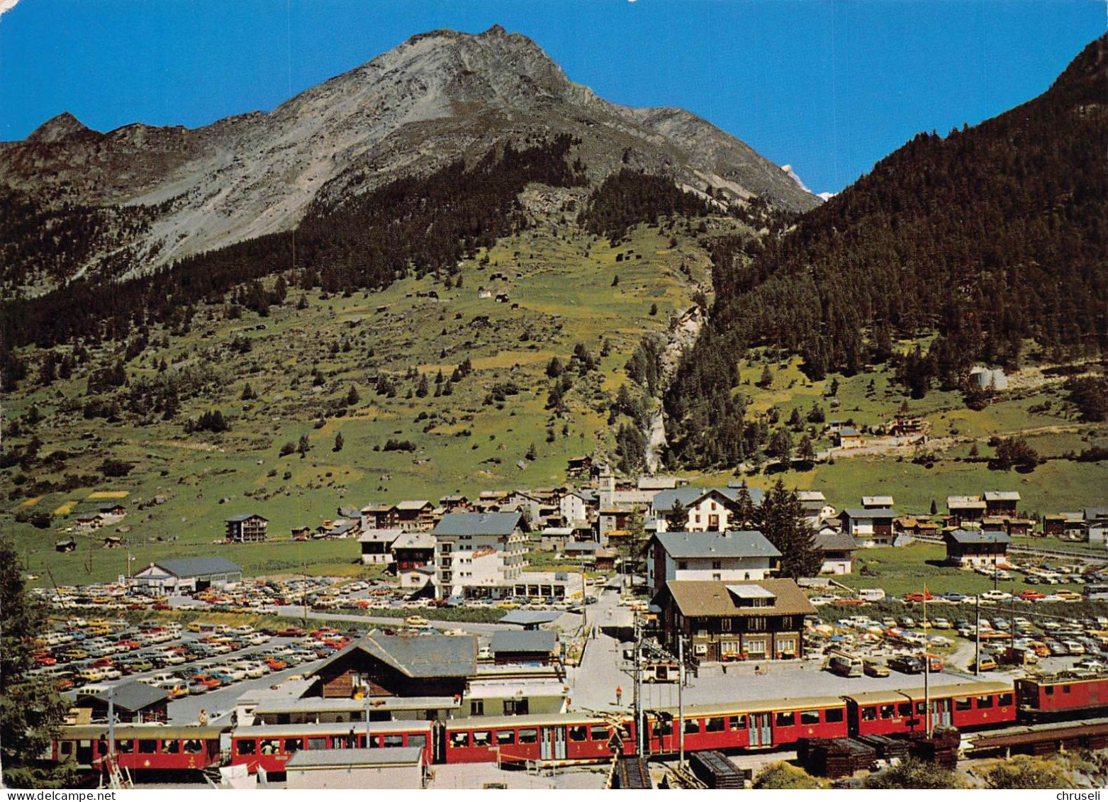 Täsch  Color  Fliegeraufnahme Gotthardbahn Bahnhof - Täsch