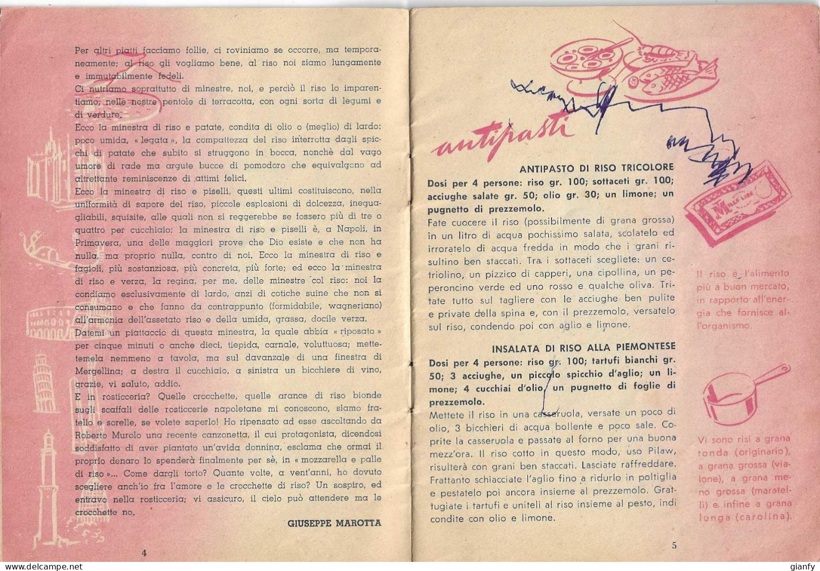 SAI CUCINARE IL RISO? - ENTE NAZIONALE RISI - MILANO 1953 60 RICETTE - House & Kitchen