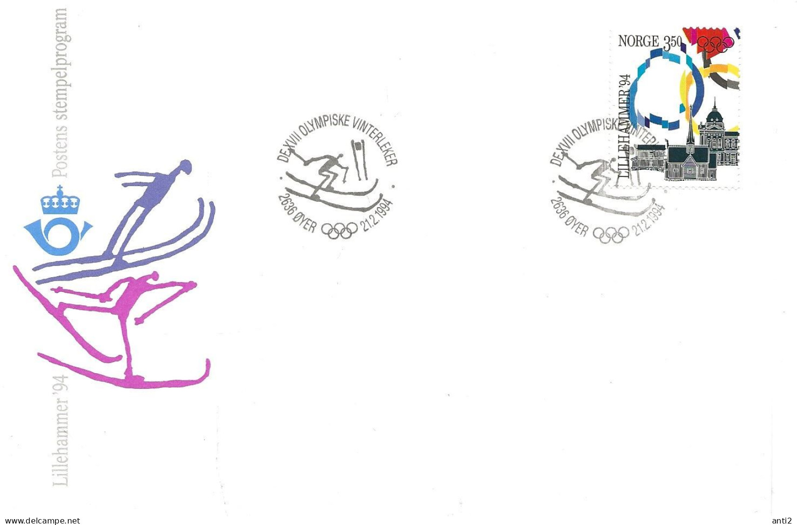 Norway Norge 1994 Cover Olympics Lillehamme Figure Skating Arena,  Cancelled  Øyer 13.2.94   Skater - Briefe U. Dokumente