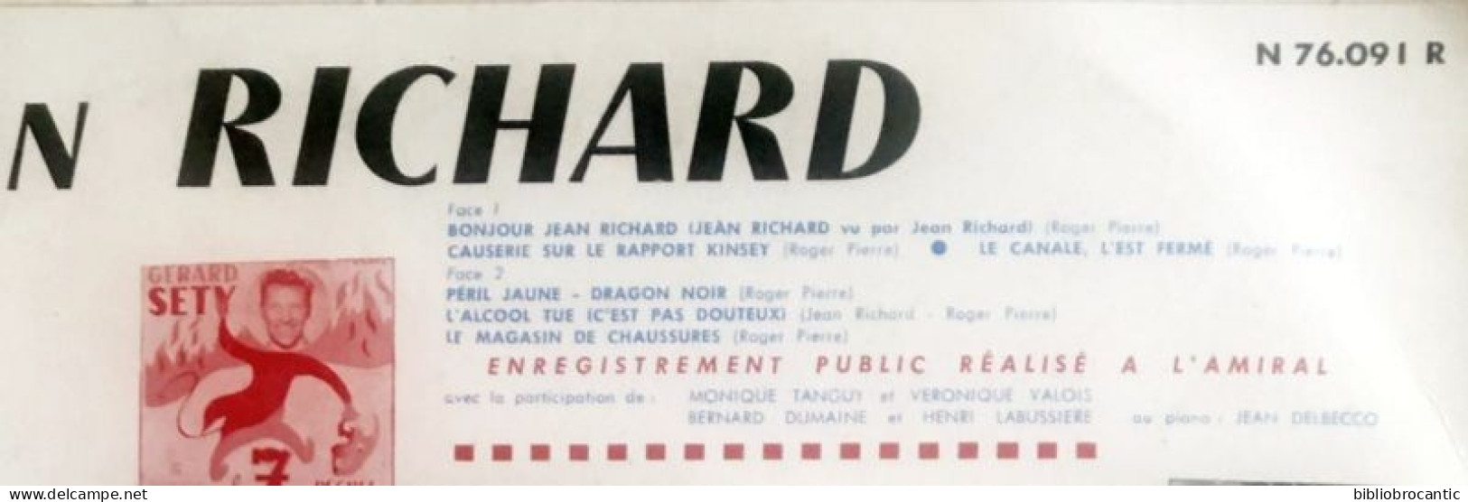 LP 25cm * JEAN RICHARD * Volume 1 < PHILIPS N 76.091 - Humour, Cabaret