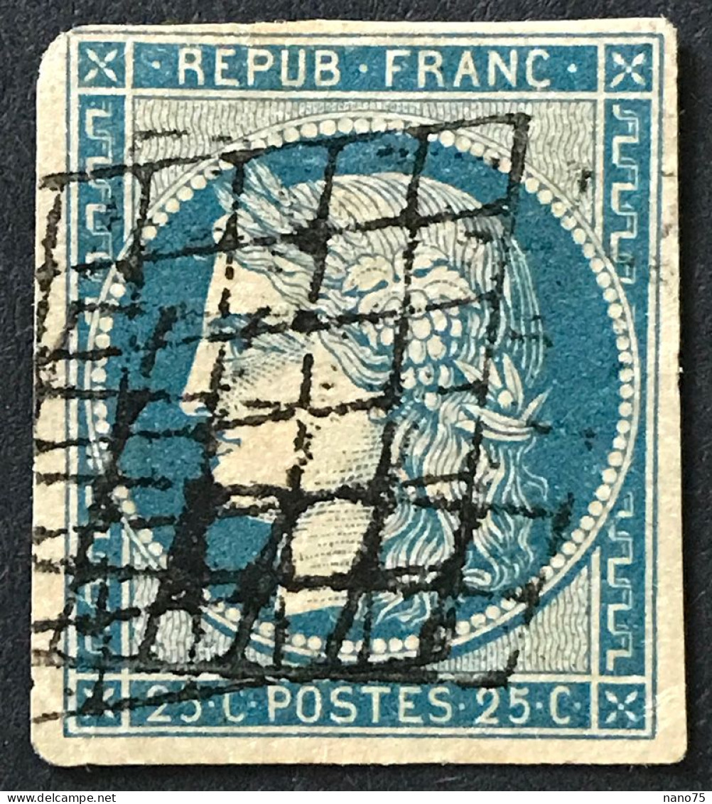 N°4 - 25 C. Bleu - 1849-1850 Cérès - Oblitéré Grille - Pas D'aminci - TB - 1849-1850 Ceres